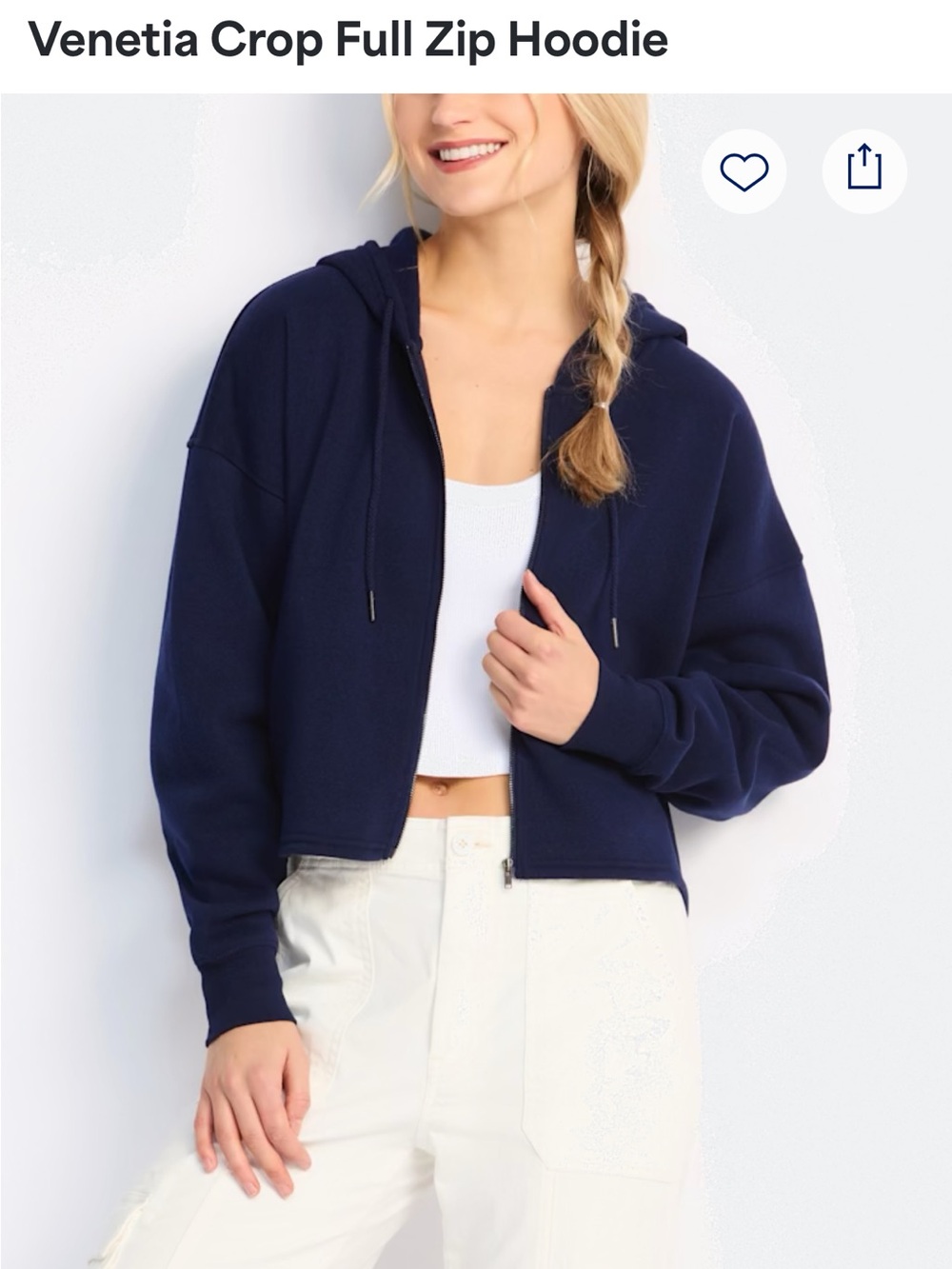threads 4 thought Venetia crop full zip hoodie